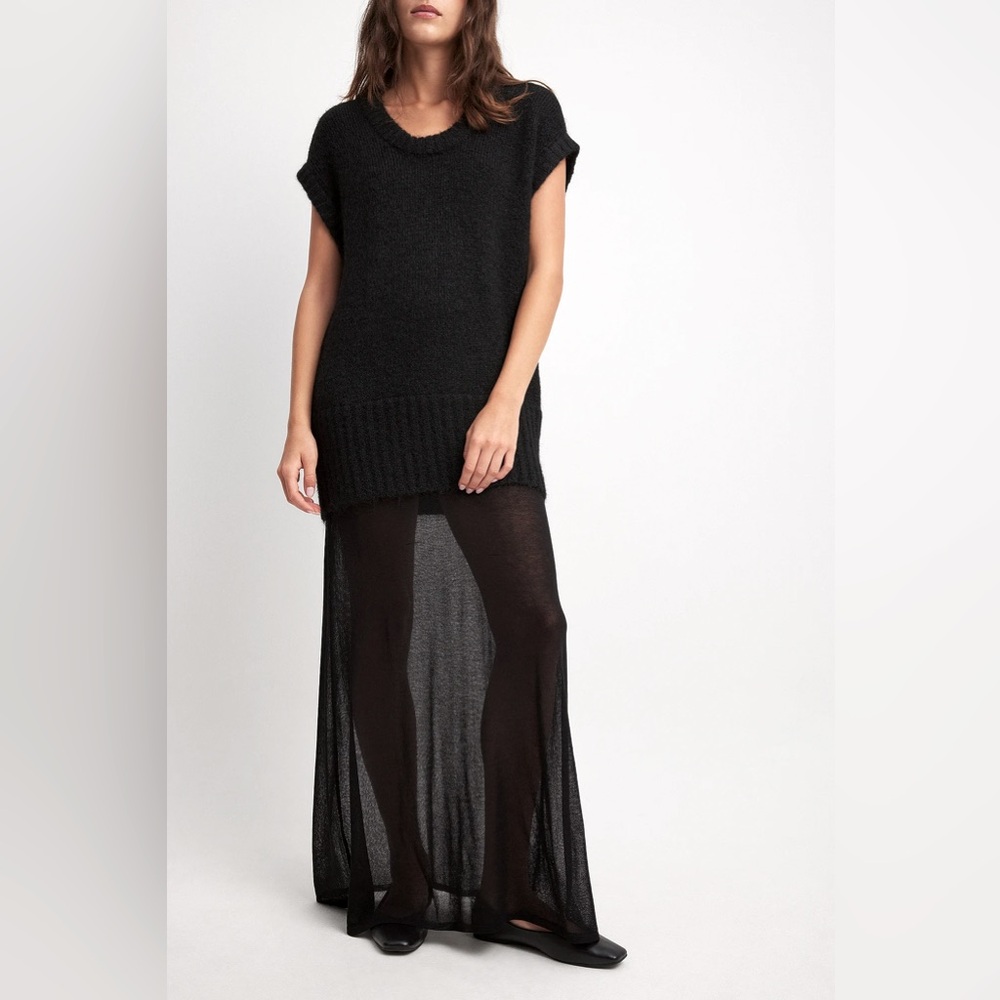 NA-KD Combined Knit Maxi Dress in Black Size S